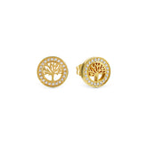 Soffio D'Amore CZ Tree of Life Gold Earrings